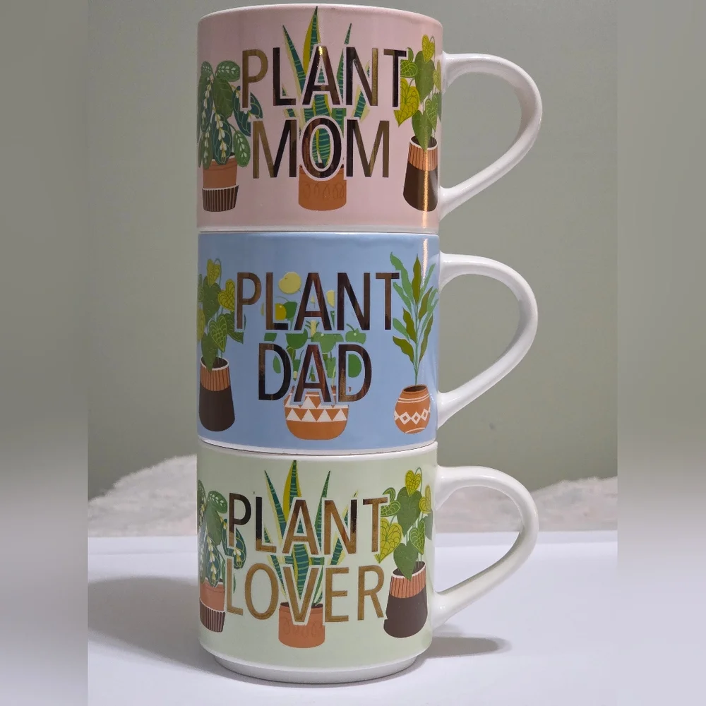 🌿 Coco+Lola Plant Lover+ Mom+ Dads Pastel Lover Mugs Set of 3 🌸 Spring Garden - Picture 1 of 10